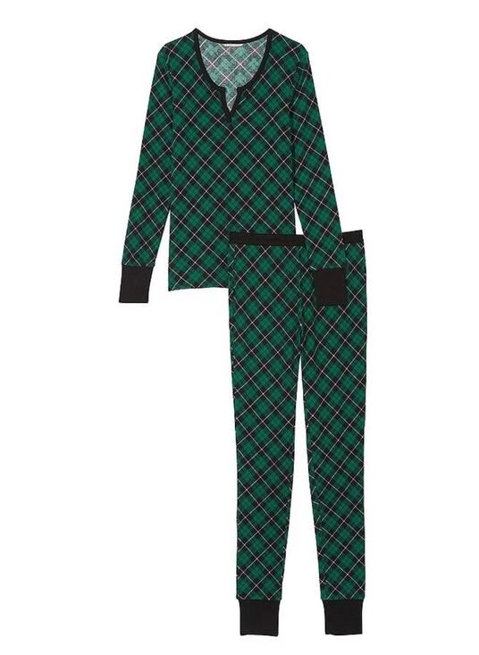 Victoria's Secret Other - NWT Victoria’s Secret Waffle Knit Thermal 2 Piece Plaid Pajama Set Women's Med